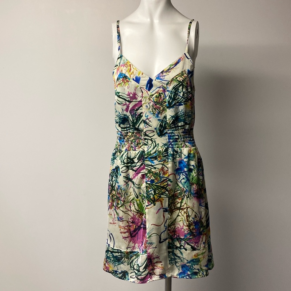 VINTAGE HAVANA Silk Bold Print Mini Dress